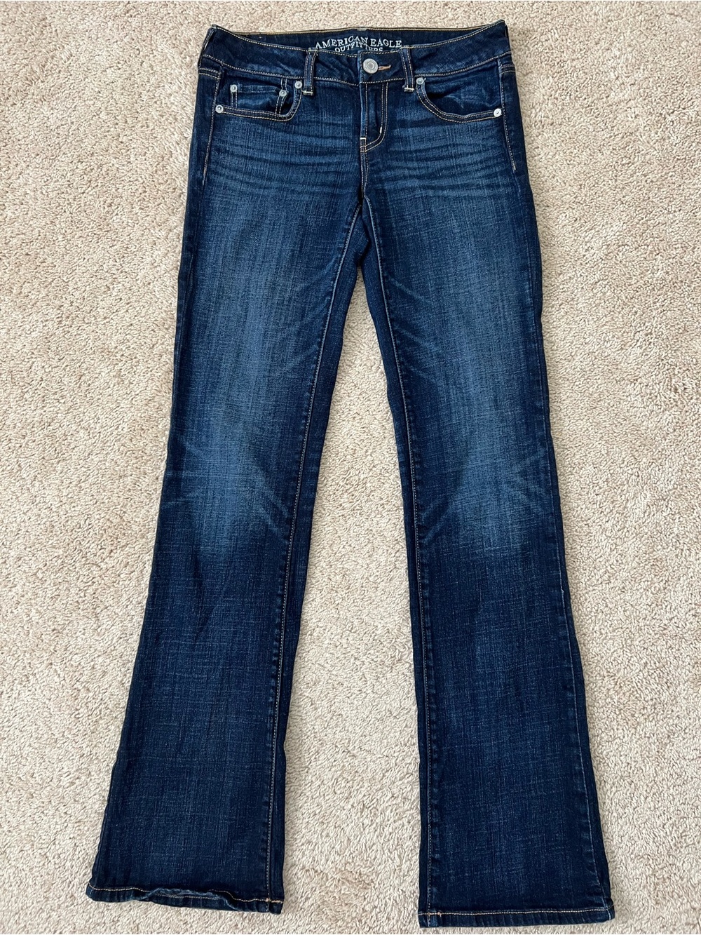 American Eagle Favorite Boyfriend Denim Jeans Sz 4 X-Long Wide Leg Low Rise Y2K